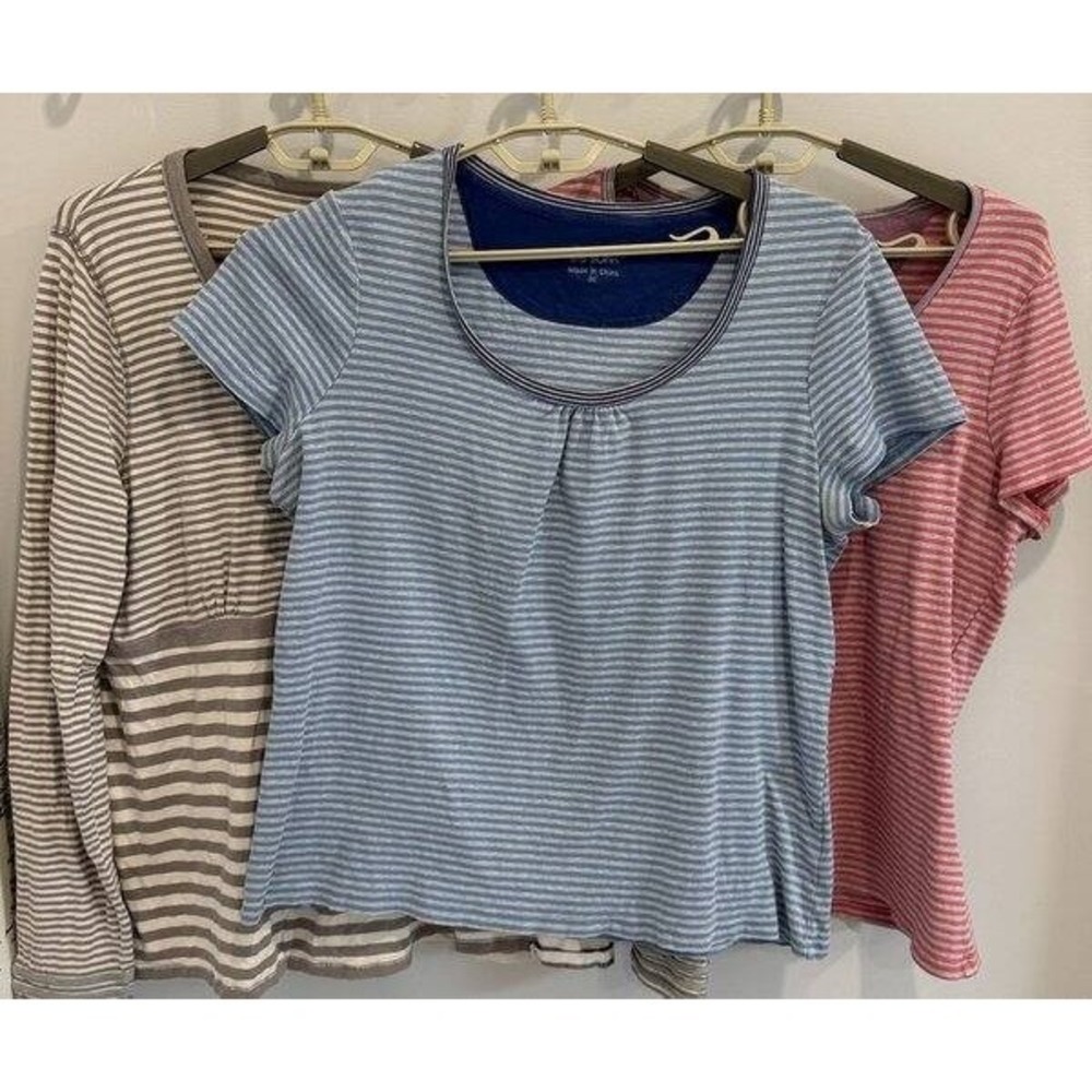 Boden Lot 3 Striped Shirts Cotton Scoop Neck Short Sleeve V Neck Long Sleeve 20